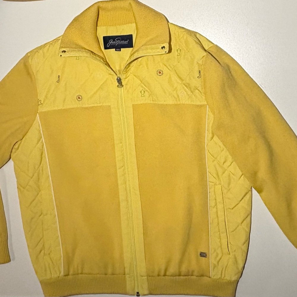 Jack Nicklaus Womens Yellow Quilted Full Zip Jacket Medium 105